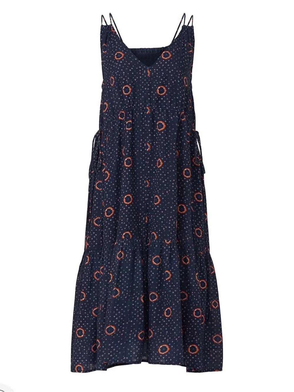 Apiece Apart Daphne Dress in Shibori Dot Midi Navy Blue Orange Womens Small - Picture 4 of 16